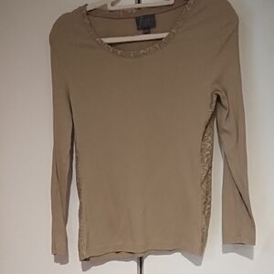 Cream Fitted Long Sleeve Blouse